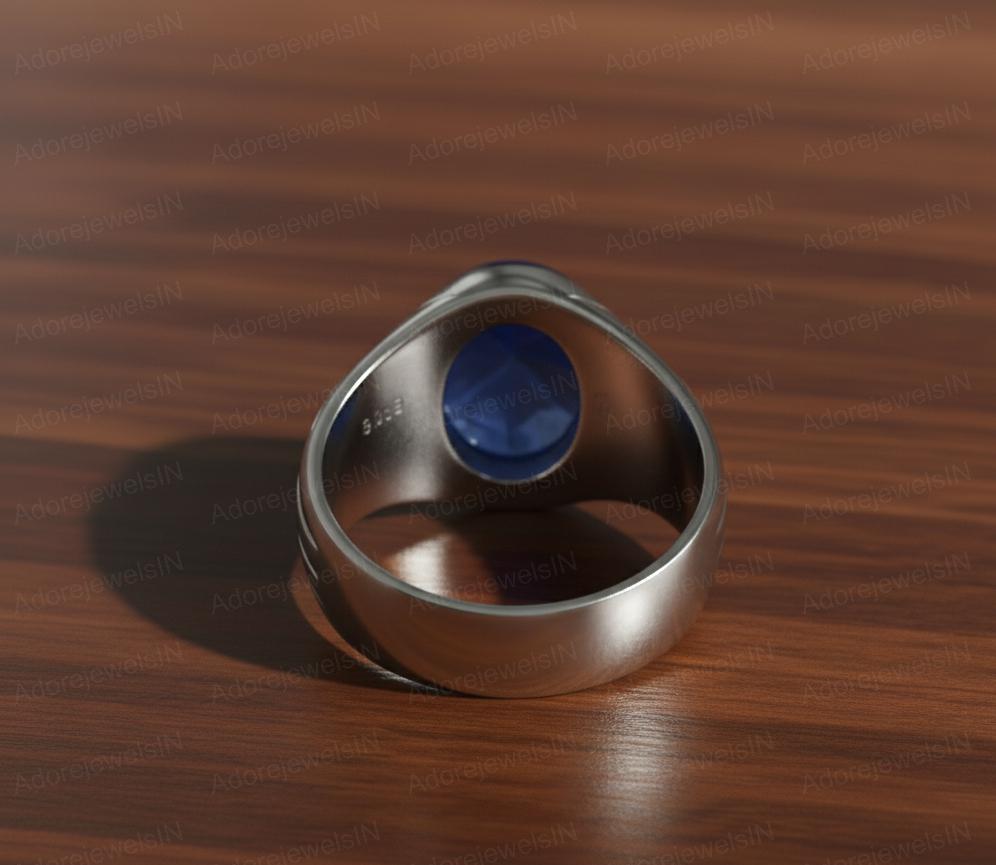 Natural Star Sapphire Sterling Silver Mens Ring, Ottoman Style