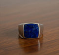 Lapis Lazuli Sterling Silver Signet Ring, Square Stone
