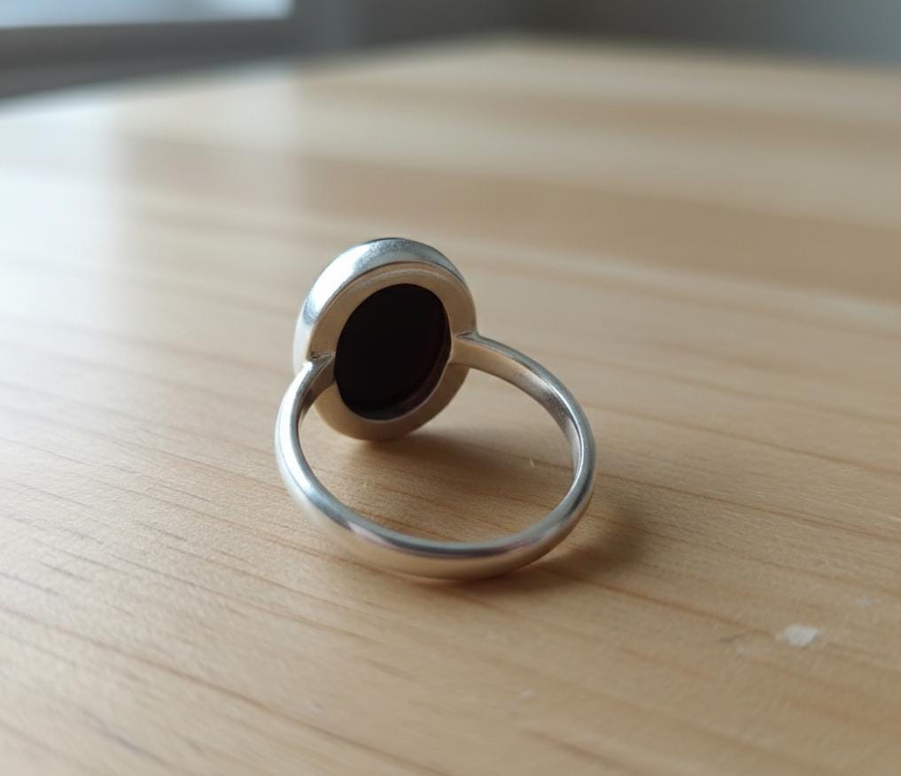 Natural Blood Agate Gemstone Ring, 22x16mm Oval Cabochon Blood Stone Ring, Bezel Setting, Wife Best Ring, Valentine Promise Ring Large Stone