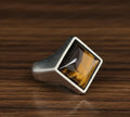 Sterling Silver Tiger Eye Ring, Ottoman Mens Ring