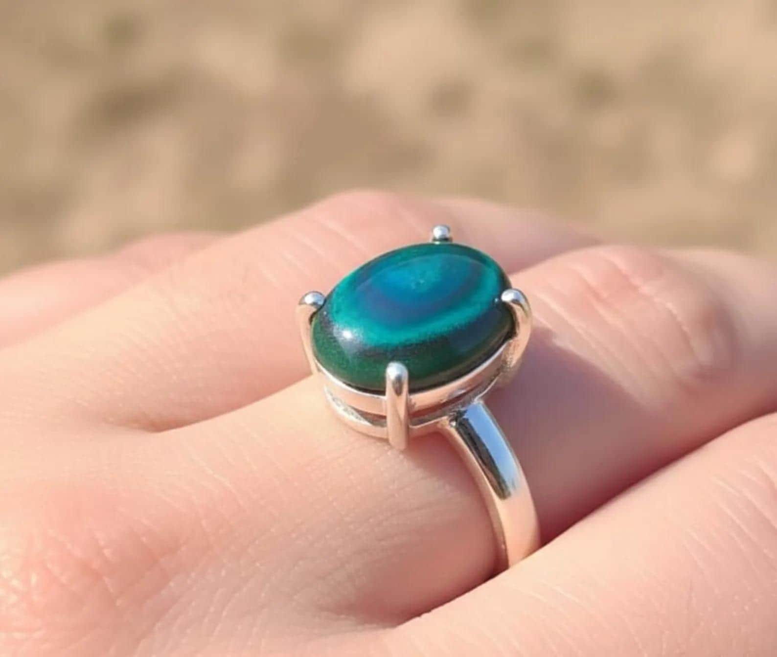 Sterling Silver Signet Ring, Oval Malachite Gemstone, Womens Jewelry