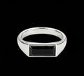Sterling Silver Black Onyx Signet Ring, Stackable Rectangle Stone