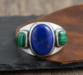 Lapis Lazuli & Malachite Signet Ring, Solid Sterling Silver