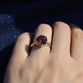 Sterling Silver Garnet Ring, Round Cut Gemstone, Prong Setting