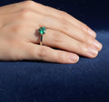 Emerald Sterling Silver Ring, Round Cut Gemstone, Prong Setting (3mm)