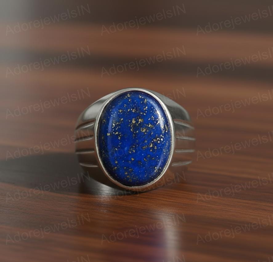 Sterling Silver Lapis Lazuli Ring, Ottoman Design, AAA Quality (12x16mm)