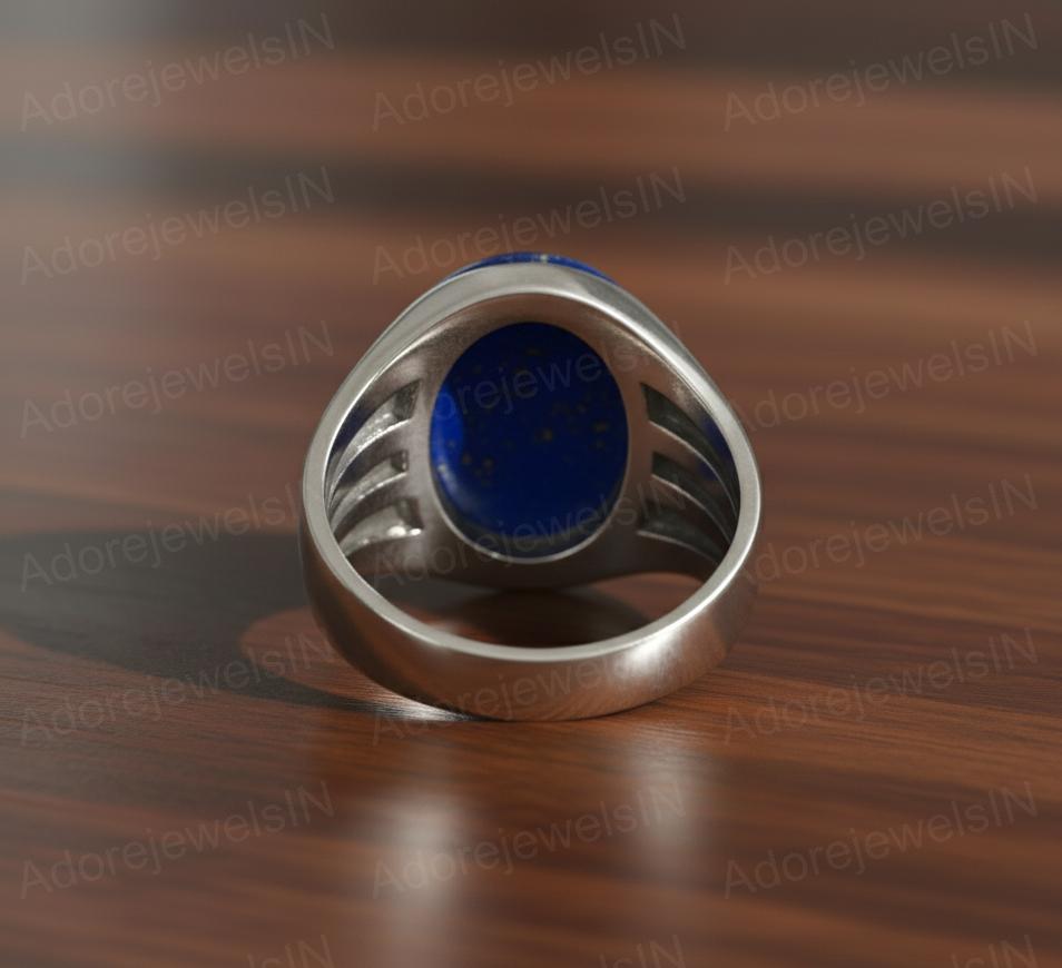 Sterling Silver Lapis Lazuli Ring, Ottoman Design, AAA Quality (12x16mm)
