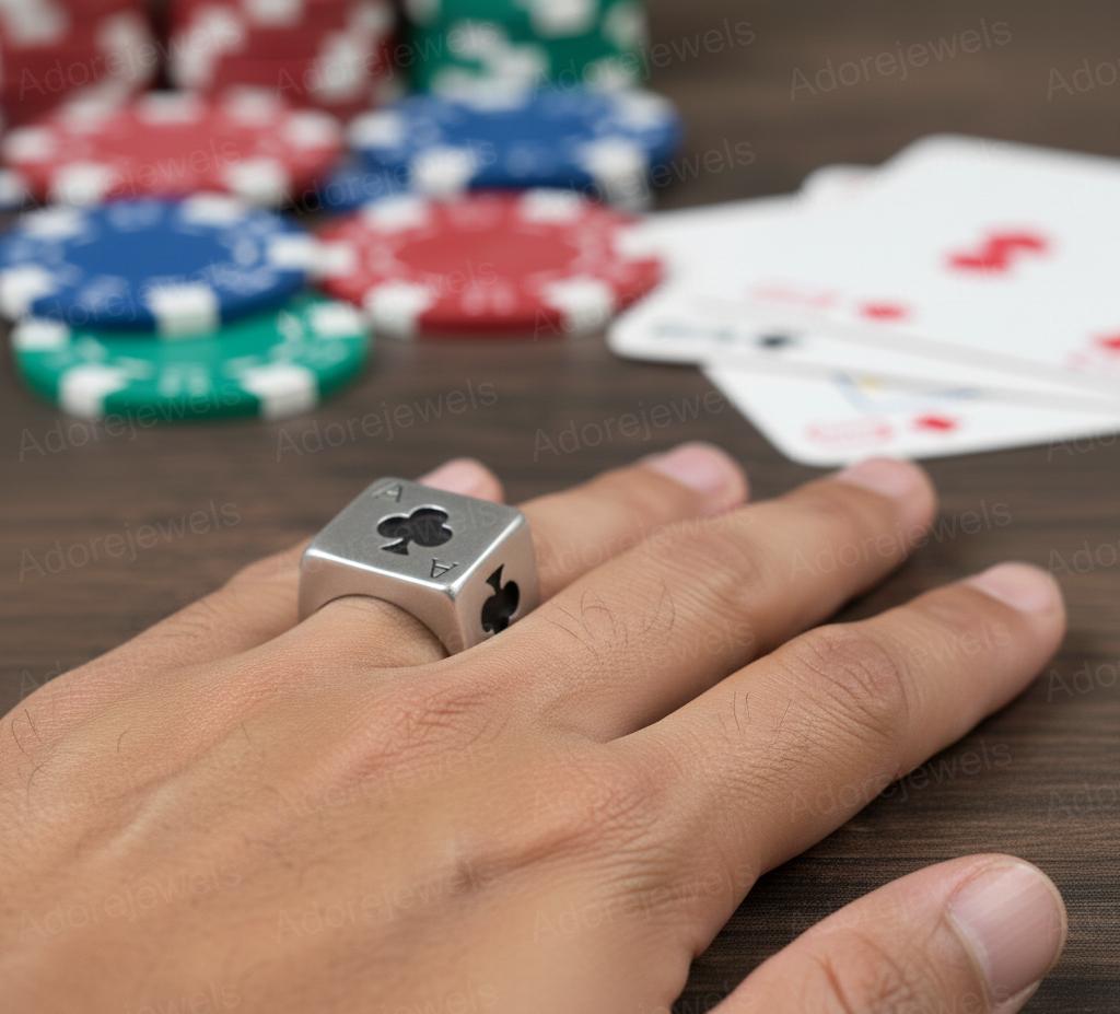 Sterling Silver Ace of Clubs Ring, Lucky Poker Jewelry