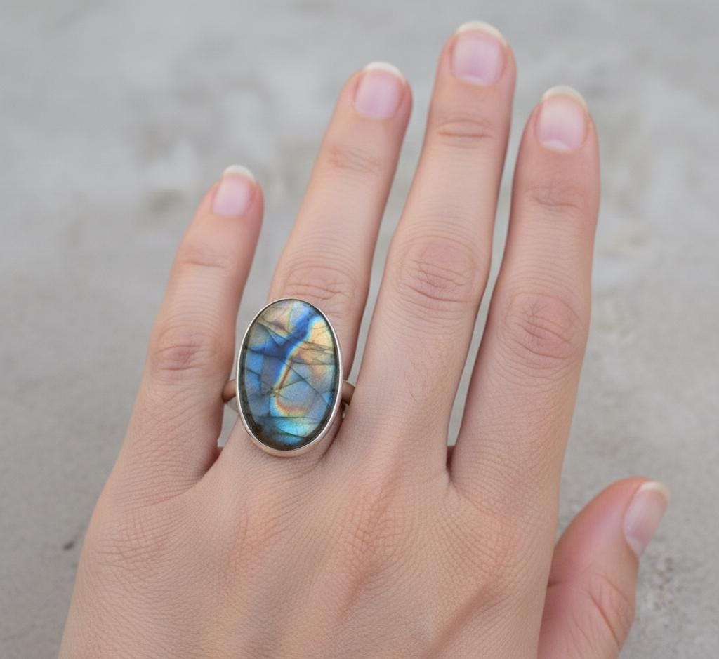 Solid 925 Sterling Silver Ring, Madagascar Labradorite Marquise Ring, 30x21x5mm Gemstone Ring, Large Gemstone Women Ring, Kitty Party Ring