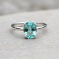 Paraiba Emerald Sterling Silver Ring, Oval Cut (10x14mm)