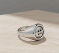 Sterling Silver Button Ring, Black Rhodium Band