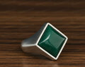 Sterling Silver Green Onyx Ring, Ottoman Mens Ring