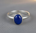 Oval Lapis Lazuli Ring, Solid Sterling Silver, Minimalist Jewelry