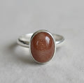 Oval Sunstone Sterling Silver Ring, Bezel Setting (12x16mm)