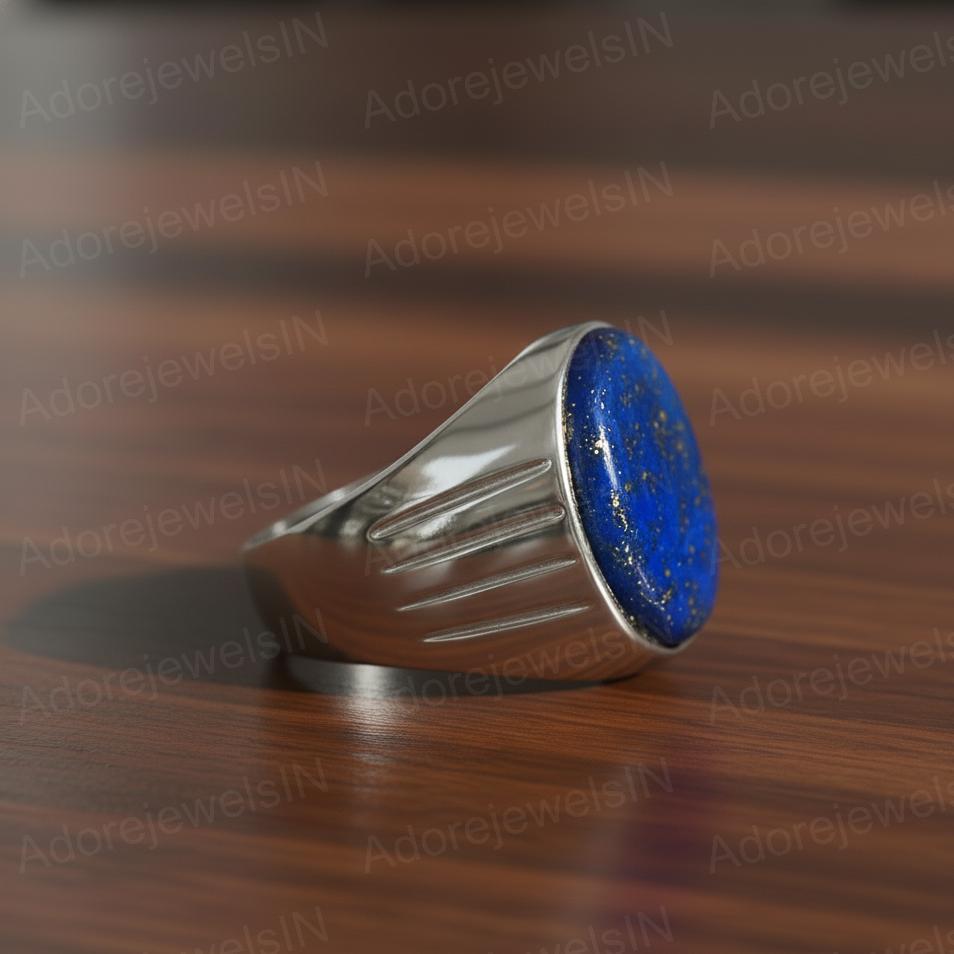 Sterling Silver Lapis Lazuli Ring, Ottoman Design, AAA Quality (12x16mm)