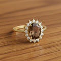 Natural Smoky Quartz Oval Ring, 925 sterling silver, Prong Setting (8x10mm)