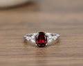 Oval Garnet Ring, Solid 925 Sterling Silver, Valentine's Gift