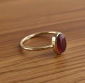 Natural Garnet Oval Ring, 925 sterling silver prong Setting, Minimalist Red Gemstone (8x10mm) gold plated