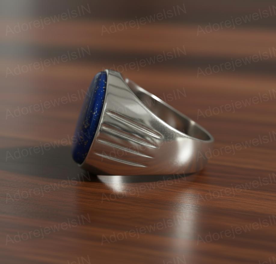 Sterling Silver Lapis Lazuli Ring, Ottoman Design, AAA Quality (12x16mm)