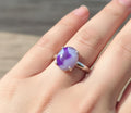 Purple Slice Agate Ring, Oval Cabochon, Sterling Silver (13x15mm)