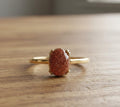 925 sterling silver Gold Sunstone Ring, Oval Double Prong Setting, Orange Gemstone Jewelry