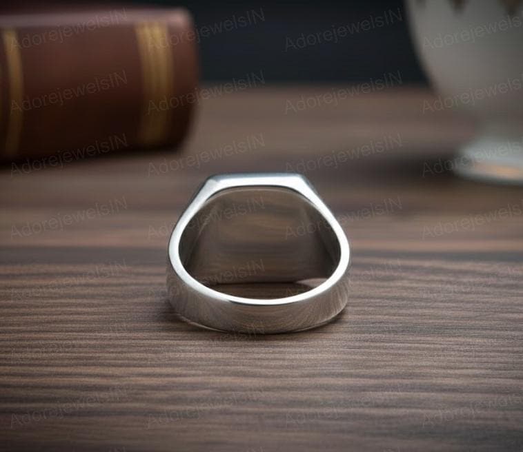 Black Onyx Sterling Silver Signet Ring, Octagon Cut