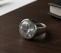 Sterling Silver Moissanite Signet Ring, Mens Heavy Band
