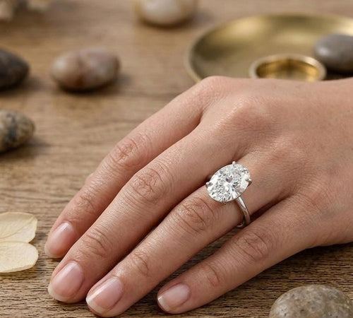 9 Carat Oval Moissanite Solitaire Ring: S925 Sterling Silver Anniversary Ring