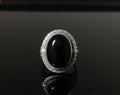 Vintage Black Onyx Sterling Silver Ring, Unique Husband Gift