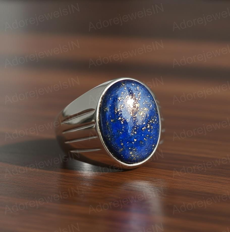 Sterling Silver Lapis Lazuli Ring, Ottoman Design, AAA Quality (12x16mm)