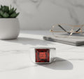 Garnet Sterling Silver Mens Signet Ring, Square Cut Cabochon (12x12mm)