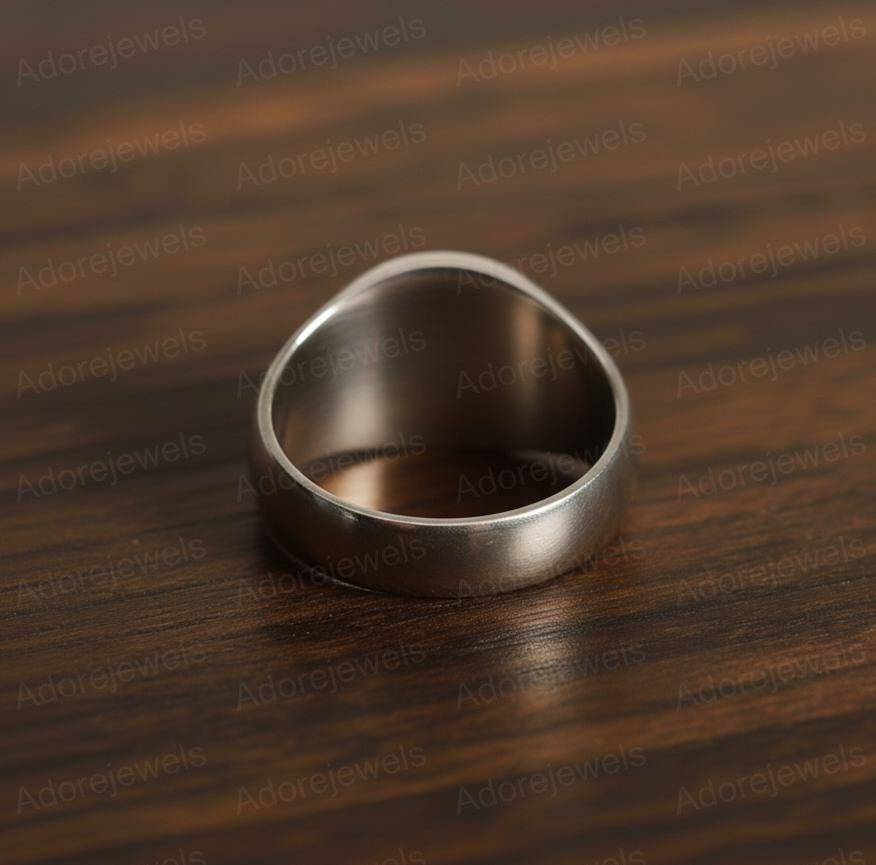 Sterling Silver Star Signet Ring, Black Rhodium Band