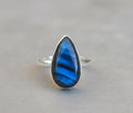 Sterling Silver Pear Labradorite Ring, Madagascar Gemstone
