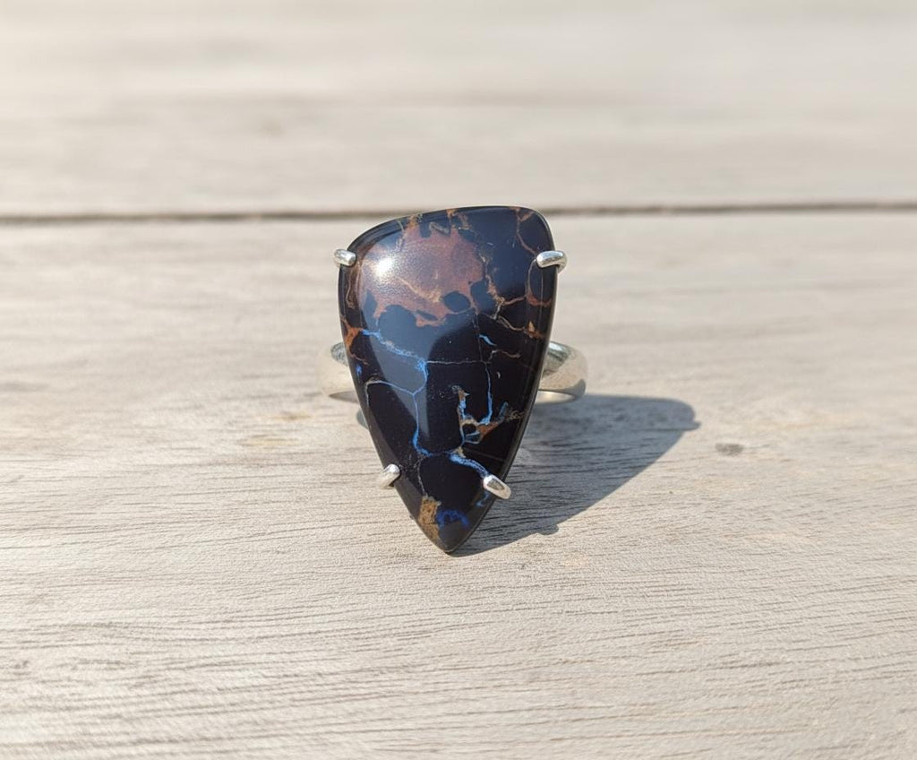 Natural Pietersite Sterling Silver Ring, Women's Gemstone Cocktail Ring