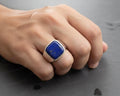 Lapis Lazuli Sterling Silver Signet Ring, Cushion Cut