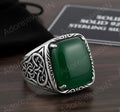 Green Onyx Octagon Sterling Silver Signet Ring, Turkish Mens Ring